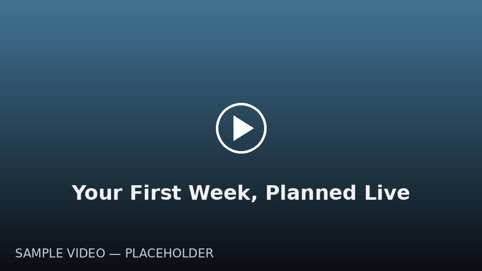 Your First Week, Planned Live — sample video poster